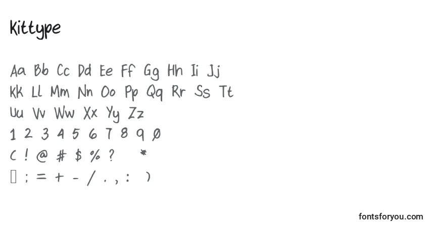 Schriftart Kittype – Alphabet, Zahlen, spezielle Symbole