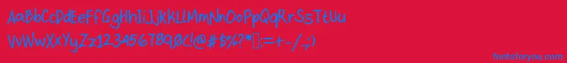 フォントKittype – 赤い背景に青い文字