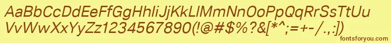 Lunchtype21RegularItalic Font – Brown Fonts on Yellow Background