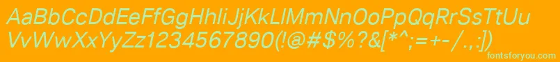 Lunchtype21RegularItalic Font – Green Fonts on Orange Background