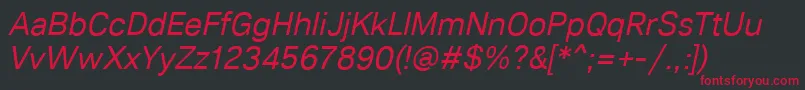 Lunchtype21RegularItalic Font – Red Fonts on Black Background