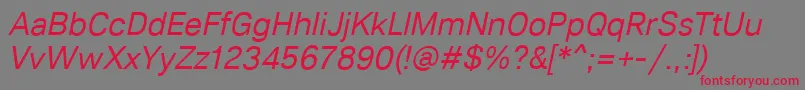 フォントLunchtype21RegularItalic – 赤い文字の灰色の背景