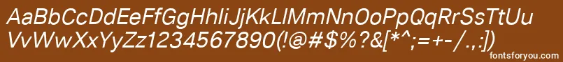 Шрифт Lunchtype21RegularItalic – белые шрифты на коричневом фоне