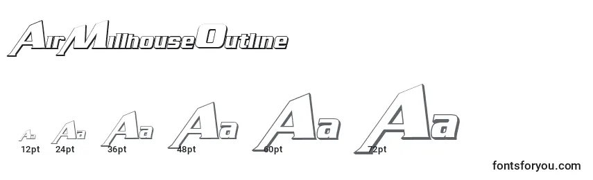 Размеры шрифта AirMillhouseOutline