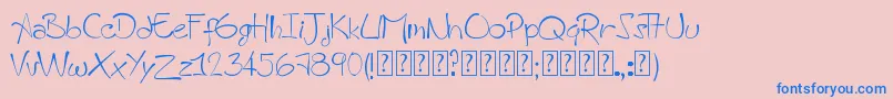 AHandmadeFont-Schriftart – Blaue Schriften auf rosa Hintergrund