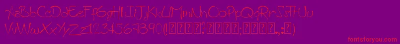 AHandmadeFont-fontti – punaiset fontit violetilla taustalla