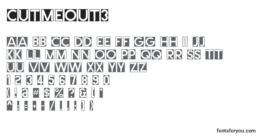 Cutmeout3フォント–アルファベット、数字、特殊文字