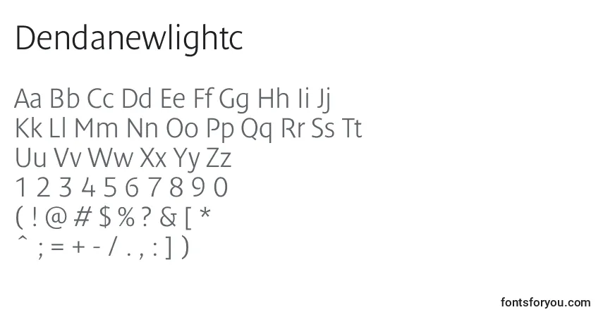 Schriftart Dendanewlightc – Alphabet, Zahlen, spezielle Symbole