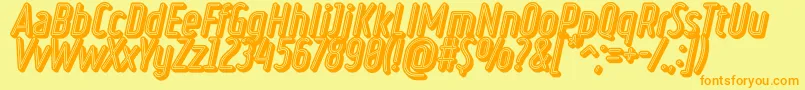 フォントRulerVolumeNeon – オレンジの文字が黄色の背景にあります。
