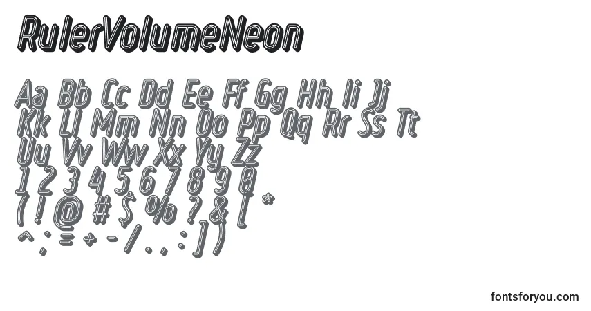 characters of rulervolumeneon font, letter of rulervolumeneon font, alphabet of  rulervolumeneon font
