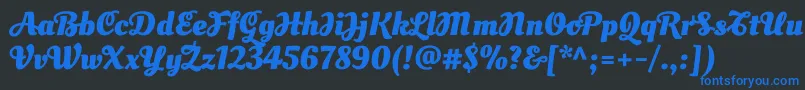 フォントOleoscriptswashcapsBold – 黒い背景に青い文字