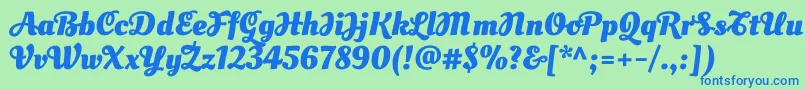 Шрифт OleoscriptswashcapsBold – синие шрифты на зелёном фоне