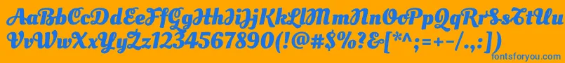 フォントOleoscriptswashcapsBold – オレンジの背景に青い文字