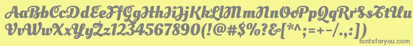 フォントOleoscriptswashcapsBold – 黄色の背景に灰色の文字