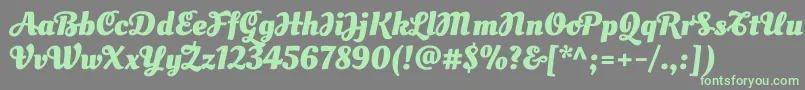 フォントOleoscriptswashcapsBold – 灰色の背景に緑のフォント
