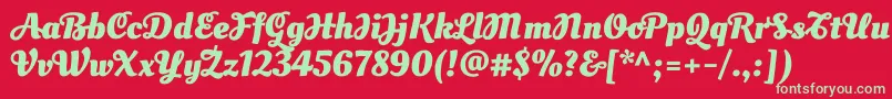 フォントOleoscriptswashcapsBold – 赤い背景に緑の文字