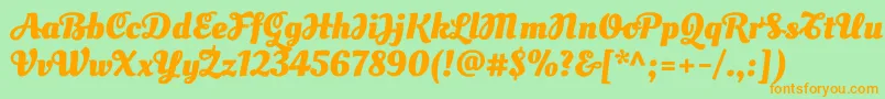 OleoscriptswashcapsBold-Schriftart – Orangefarbene Schriften auf grünem Hintergrund
