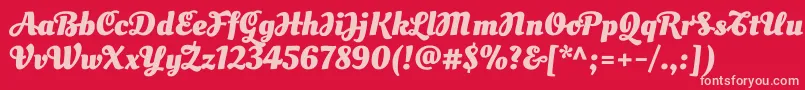 OleoscriptswashcapsBold-fontti – vaaleanpunaiset fontit punaisella taustalla