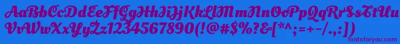 Czcionka OleoscriptswashcapsBold – fioletowe czcionki na niebieskim tle