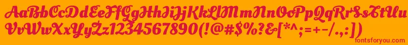 OleoscriptswashcapsBold-fontti – punaiset fontit oranssilla taustalla