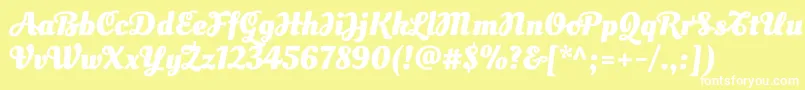 OleoscriptswashcapsBold-Schriftart – Weiße Schriften auf gelbem Hintergrund