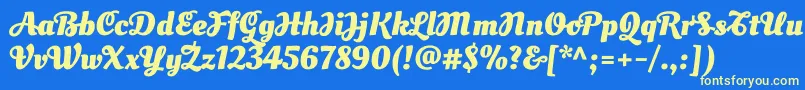 OleoscriptswashcapsBold-Schriftart – Gelbe Schriften auf blauem Hintergrund