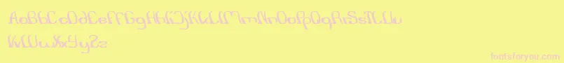 SurfingAndPlay-fontti – vaaleanpunaiset fontit keltaisella taustalla