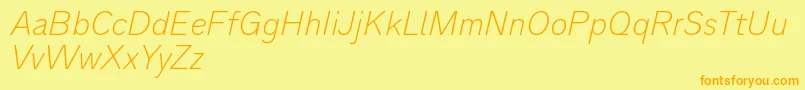 Analogue36thinoblique-Schriftart – Orangefarbene Schriften auf gelbem Hintergrund
