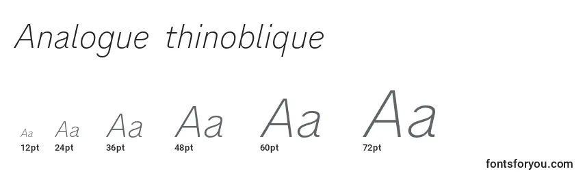 Размеры шрифта Analogue36thinoblique