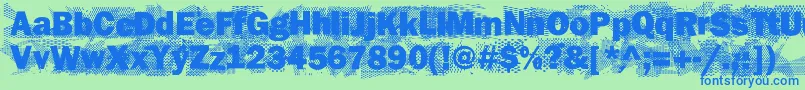 Loverunsout-Schriftart – Blaue Schriften auf grünem Hintergrund
