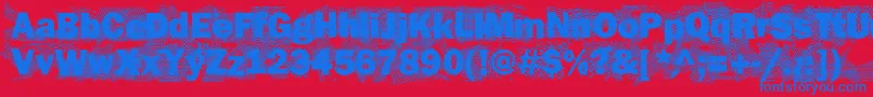 フォントLoverunsout – 赤い背景に青い文字
