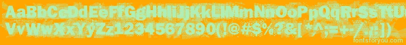 Loverunsout-Schriftart – Grüne Schriften auf orangefarbenem Hintergrund