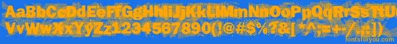 Loverunsout-Schriftart – Orangefarbene Schriften auf blauem Hintergrund
