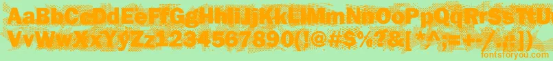Loverunsout-Schriftart – Orangefarbene Schriften auf grünem Hintergrund