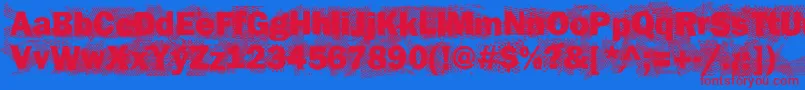 Loverunsout Font – Red Fonts on Blue Background