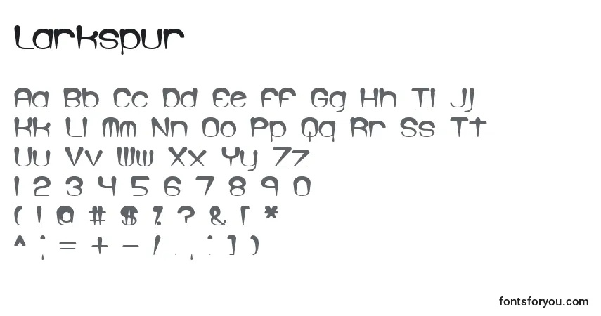 A fonte Larkspur – alfabeto, números, caracteres especiais