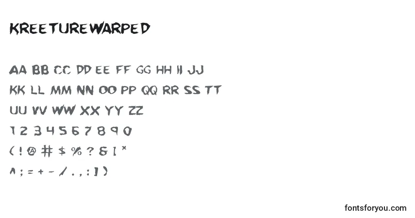 KreetureWarped-fontti – aakkoset, numerot, erikoismerkit