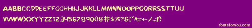 KreetureWarped-Schriftart – Gelbe Schriften auf violettem Hintergrund