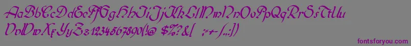 Biedermeierkursiv Font – Purple Fonts on Gray Background