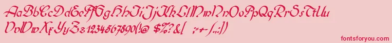 Biedermeierkursiv Font – Red Fonts on Pink Background