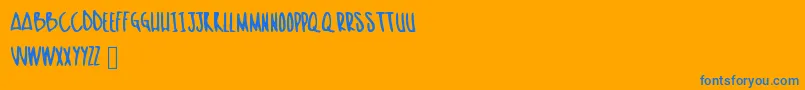 Skinish Font – Blue Fonts on Orange Background