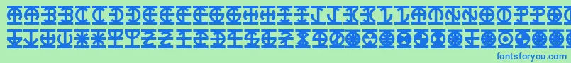 Lantern-Schriftart – Blaue Schriften auf grünem Hintergrund