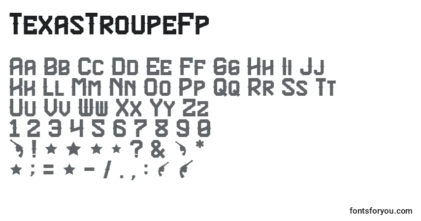 TexasTroupeFp Font – alphabet, numbers, special characters