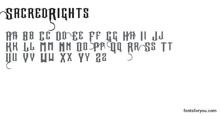 Schriftart SacredRights – Alphabet, Zahlen, spezielle Symbole