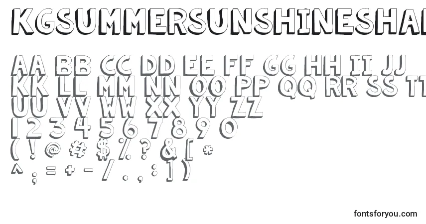 A fonte Kgsummersunshineshadow – alfabeto, números, caracteres especiais