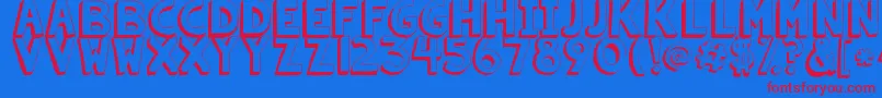 Kgsummersunshineshadow-Schriftart – Rote Schriften auf blauem Hintergrund