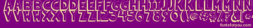 フォントKgsummersunshineshadow – 紫の背景に黄色のフォント