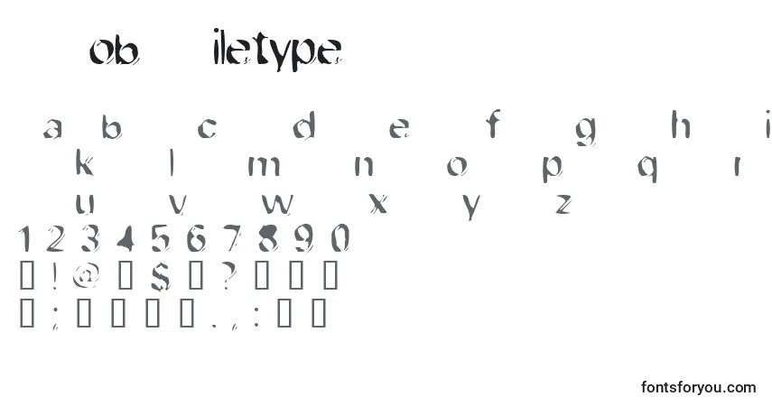 Schriftart DobFiletype – Alphabet, Zahlen, spezielle Symbole
