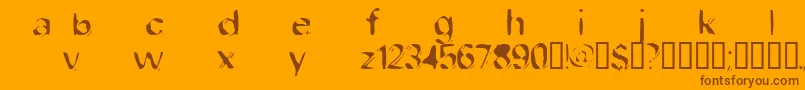 DobFiletype-Schriftart – Braune Schriften auf orangefarbenem Hintergrund