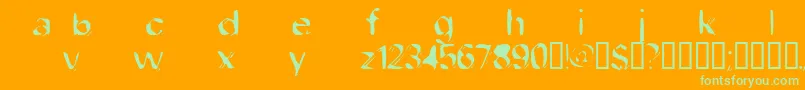 DobFiletype-Schriftart – Grüne Schriften auf orangefarbenem Hintergrund
